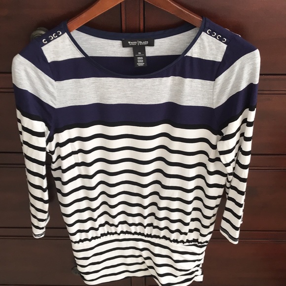 WHBM Nautical Boatneck 3/4 Sleeve Striped Top XS - Picture 2 of 14